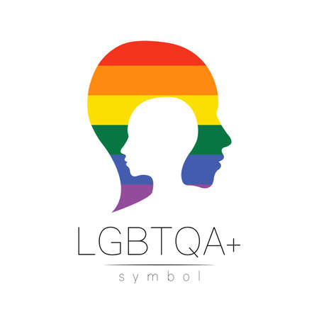 LGBTQA symbol. Pride flag background. Icon for gay, lesbian, bisexual, transsexual, queer and allies person. Can be use for sign activism, psychology or counseling.のイラスト素材