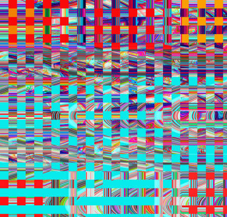 Glitch psychedelic background. Old TV screen error. Digital pixel noise abstract design. Photo glitch. Television signal fail. Technical problem grunge wallpaper. Colorful noiseの写真素材