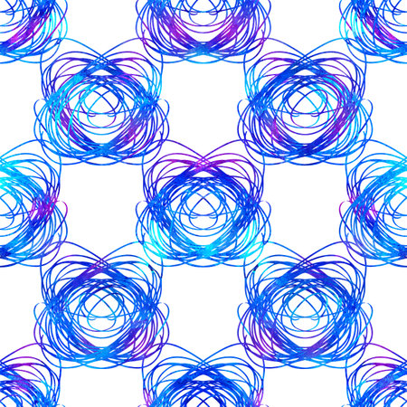 Brush Stroke Geometric Grung Pattern Seamless in Blue Color Background. Gunge Collage Watercolor Texture for Teen and School Kids Fabric Prints Grange Designの写真素材