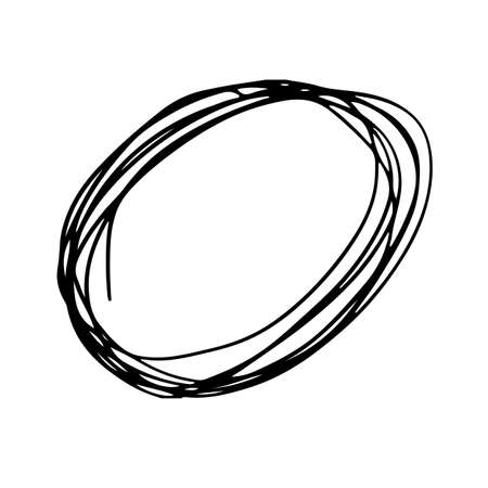 Circle Vector Abstract Round Grunge Brush Hand Drawn Texture in Black Color Sketch Simple Pattern isolated on White Background Grange Doodle Shapeのイラスト素材