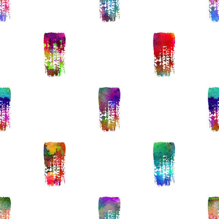 Watercolor Brush Stripes Seamless Pattern Grange Geometric Design in Rainbow Color. Modern Strokes Grung Collage Background for kids fabric and textileの写真素材