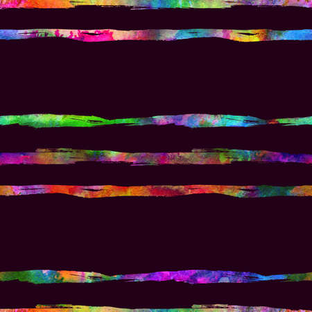 Watercolor Brush Stripes Seamless Pattern Grange Geometric Design in Rainbow Color. Modern Strokes Grung Collage Background for kids fabric and textileの写真素材