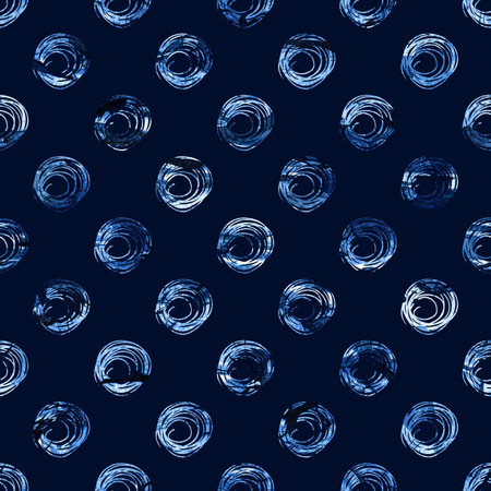 Brush Dot Spot Blot Geometric Grung Pattern Seamless in Blue Color Background. Gunge Collage...