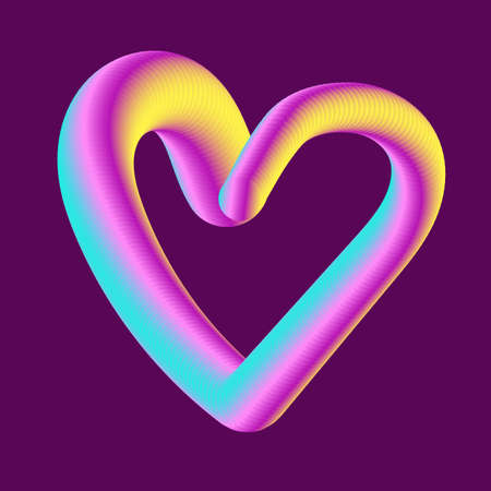 Abstract Heart Liquid Gradient Background in Vector. 3D Love Shape Creative Dynamic Geometric Elements for Wallpaper and Poster.のイラスト素材