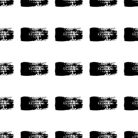 Vector Brush Seamless Pattern Grange Minimalist Geometric Design in Black Color. Modern Grung Collage Background for kids fabric and textileのイラスト素材