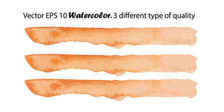 Vector Watercolor Stripes Illustration isolated on white background. Orange Color Brush Stripe in three different type of qualityのイラスト素材