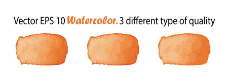 Vector Watercolor Stripes Illustration isolated on white background. Orange Color Brush Stripe in three different type of qualityのイラスト素材