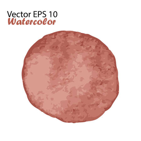 Vector Watercolor Brush Stroke Splash Circle in Brown Color. Handmade design element. Hand Painted watercolour Dotのイラスト素材
