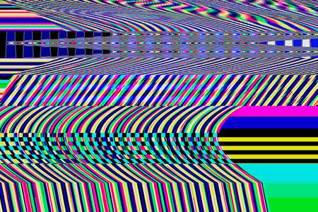 Glitch psychedelic background Old TV screen error Digital pixel noise abstract design Photo glitch Television signal fail. Technical problem grunge wallpaper. Colorful noiseの写真素材