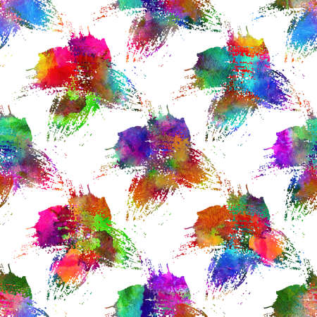 Watercolor Brush Cross Seamless Pattern Grange Geometric Design in Rainbow Color. Modern Grung Collage Backgroundの写真素材