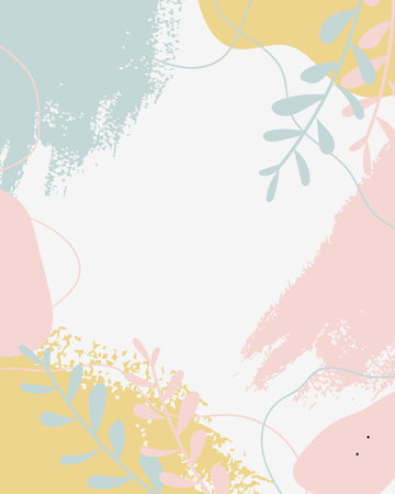 Pastel Brush Vector Collage Background. Beauty and Fashion Company Branding Design Style. Creative Business Concept Soft Color for Social Mediaのイラスト素材