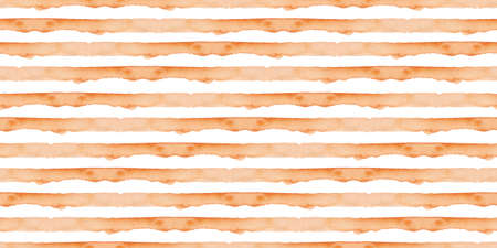 Orange Abstract Watercolor Geometric Background. Seamless Pattern with Stripes. Handmade Texture for Fabric Design and Wallpaper.の写真素材