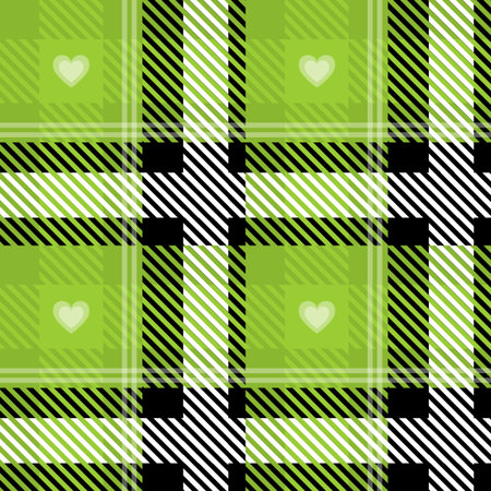 Vector Green Plaid Check Seamless Pattern in Geometric Abstract Style Can be used for Fashion Fabric...