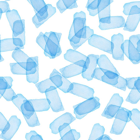 Hand Painted Brush Stroke Seamless Watercolor Pattern. Abstract watercolour shapes in Light Blue...