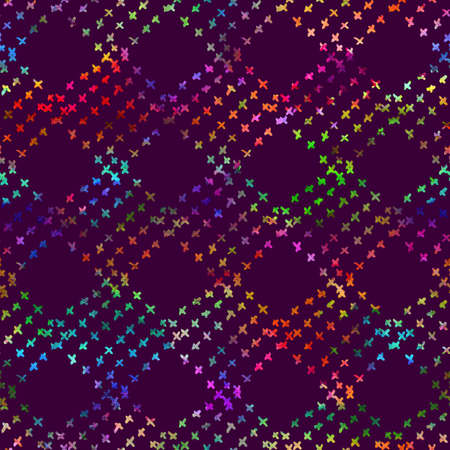 Brush Stroke Plaid Geometric Grung Pattern Seamless in Rainbow Color Check Background. Gunge Collage Watercolor Texture for Teen and School Kids Fabric Prints Grange Design with linesの写真素材