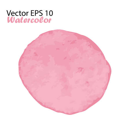 Vector Watercolor Brush Stroke Splash Circle in Pink Girly Color. Handmade design element. Hand Painted watercolour Dotのイラスト素材