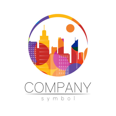 Company Logo Vector City Town Icon for Branding Real Estate Symbol Building and Apartment Rent Concept Signのイラスト素材