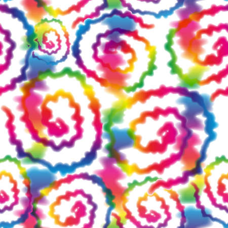 Hippie Tie Dye Rainbow LGBT Swirl Seamless Pattern in Abstract Background Style. Colorful Shibori Psychedelic Texture with Spiral Shapeの写真素材