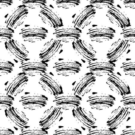 Vector Brush Seamless Pattern Grange Minimalist Geometric Design in Black Color. Modern Grung Collage Background for kids fabric and textileのイラスト素材