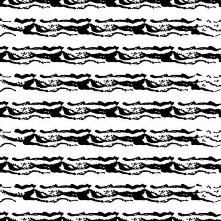 Vector Brush Seamless Pattern Grange Minimalist Geometric Design in Black Color. Modern Grung Collage Background for kids fabric and textileのイラスト素材