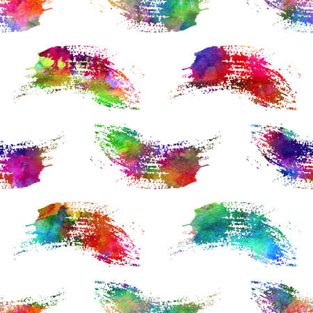 Watercolor Brush Stripes Seamless Pattern Grange Geometric Design in Rainbow Color. Modern Strokes Grung Collage Background for kids fabric and textileの写真素材