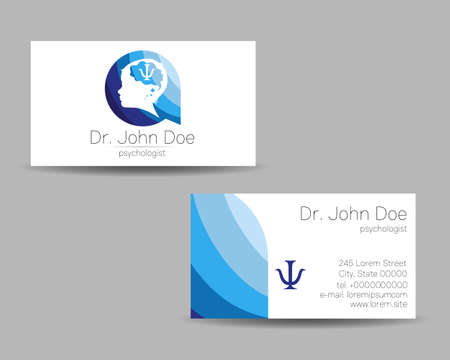 Psychology Vector Visit Card Kid Head Modern logo Creative style. Human Child Profile Silhouette Design concept. Brand company. Vsiting personal setのイラスト素材
