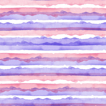 Abstract Pink Blue Stripes Watercolor Background.Line Seamless Pattern for Fabric Textile and Paper. Simple Hand Painted Stripeの写真素材