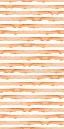 Orange Abstract Watercolor Geometric Background. Seamless Pattern with Stripes. Handmade Texture for Fabric Design and Wallpaper.の写真素材