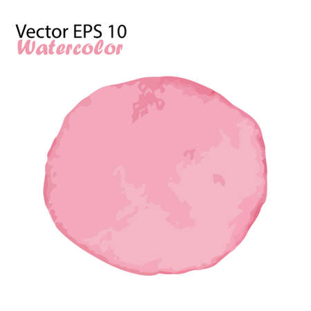 Vector Watercolor Brush Stroke Splash Circle in Pink Girly Color. Handmade design element. Hand Painted watercolour Dotのイラスト素材