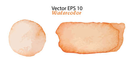 Vector Watercolor Stripes and Blots Illustration isolated on white background. Orange Color Brush Stripe and Dotのイラスト素材