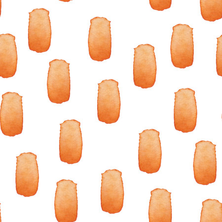 Hand Painted Brush Stroke Seamless Watercolor Pattern. Abstract watercolour shapes in Orange Color. Artistic Design for Fabric and Backgroundの写真素材