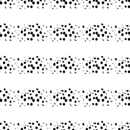 Vector Round Brush Seamless Pattern Grange Circle. Dot Spot Minimalist Geometric Design in Black Color with Dots and Spots. Modern Grung Collage Background for kids fabricのイラスト素材