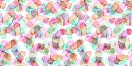 Hand Painted Brush Stroke Seamless Watercolor Pattern. Abstract watercolour shapes in Red Pink and...