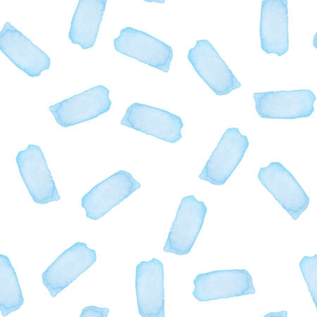 Hand Painted Brush Stroke Seamless Watercolor Pattern. Abstract watercolour shapes in Light Blue Color. Artistic Design for Fabric and Backgroundの写真素材