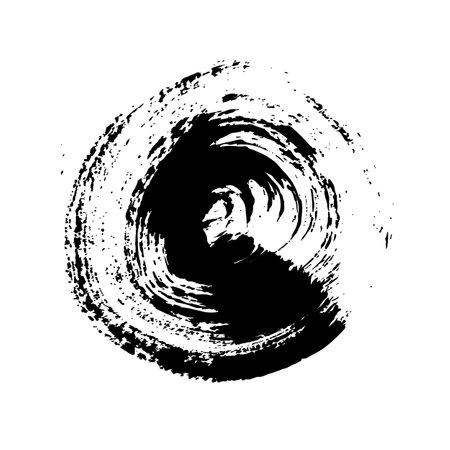 Circle Vector Abstract Round Grunge Brush Hand Drawn Texture in Black Color Sketch Simple Pattern isolated on White Background Grange Doodle Shapeのイラスト素材