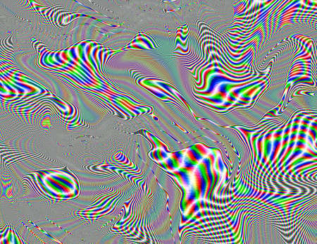 Trippy Psychedelic Rainbow Background Glitch LSD Colorful Wallpaper. 60s Abstract Hypnotic Illusion. Hippie Retro Texture. hallucinationsの写真素材