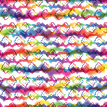 Hippie Tie Dye Rainbow LGBT Wave Seamless Pattern in Abstract Background Style. Colorful Shibori Psychedelic Texture with Waves and Stripesの写真素材