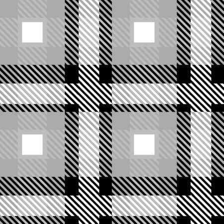 Vector Grey Plaid Check Teen Seamless Pattern in Geometric Abstract Style Can be used for Summer Fashion Fabric Design, School Textile Classic Dress, Picnic Blanket Neutral Colourのイラスト素材