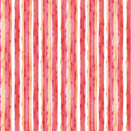 Abstract Simple Stripes Watercolor Background. Pink and Orange color. Seamless Pattern for Fabric Textile and Paper. Simple Hand Painted Stripeの写真素材