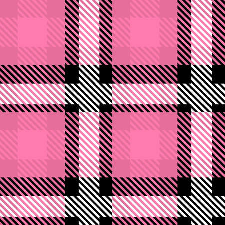 Vector Pink Plaid Check Seamless Pattern in Geometric Abstract Style Can be used for Girly Fashion Fabric Design, School Teen Textile Classic Dress, Picnic Blanket, Retro Print Shirt and Wrappingのイラスト素材