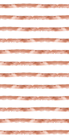 Brown Pastel Abstract Watercolor Geometric Background. Seamless Pattern with Stripes. Handmade Texture for Fabric Design and Wallpaper.の写真素材