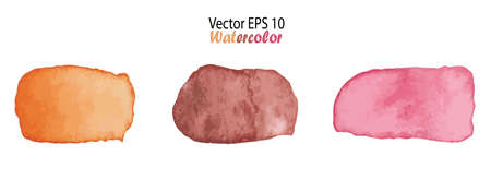 Vector Watercolor Stripes Illustration isolated on white background. Pink Orange and Brown Nude Color Brush Stripeのイラスト素材