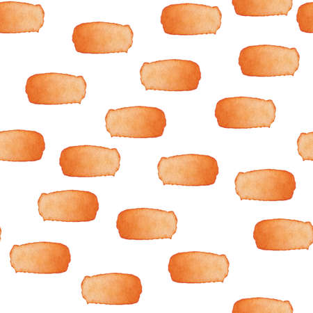 Hand Painted Brush Stroke Seamless Watercolor Pattern. Abstract watercolour shapes in Orange Color. Artistic Design for Fabric and Backgroundの写真素材