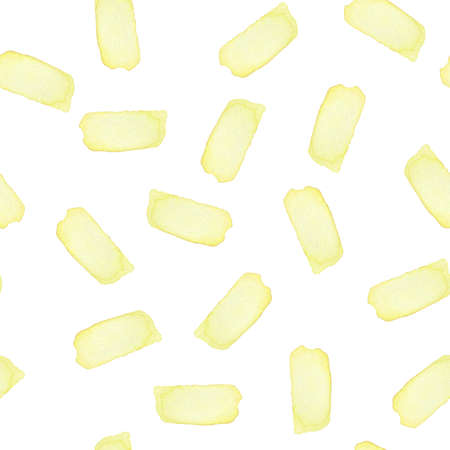 Hand Painted Brush Stroke Seamless Watercolor Pattern. Abstract Sunny Summer watercolour shapes in Yellow Color. Artistic Design for Fabric and Backgroundの写真素材