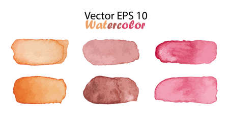 Vector Watercolor Stripes Illustration isolated on white background. Pink Orange and Brown Nude Color Brush Stripeのイラスト素材