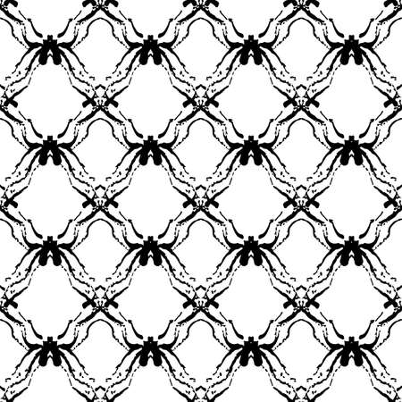 Vector Plaid Brush Seamless Pattern Grange Minimalist Check Geometric Design in Black Color. Modern Grung Collage Background for kids fabric and textileのイラスト素材