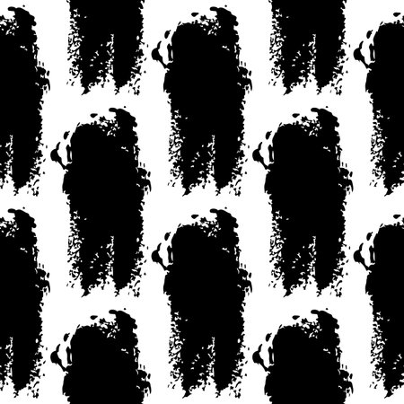 Vector Brush Seamless Pattern Grange Minimalist Geometric Design in Black Color. Modern Grung Collage Background for kids fabric and textileのイラスト素材