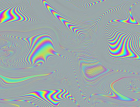 Hippie Trippy Psychedelic Rainbow Background LSD Colorful Wallpaper. Abstract Hypnotic Illusion. Hippie Retro Texture Glitch and Discoの写真素材