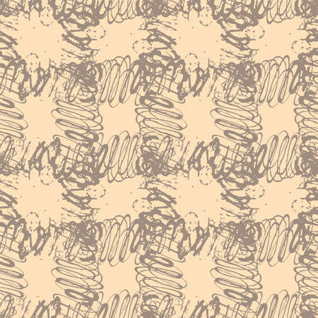 Nude Color Vector Plaid Seamless Pattern Pastel Background. Brown and Beige Minimal Trendy Colors. Check Brush Hand Painted elements of Designのイラスト素材