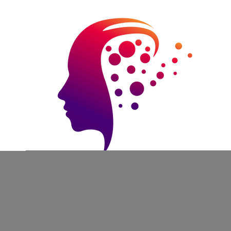 Modern head sign of Psychology. Profile Human. Creative style. Symbol in . Design concept. Brand company. Violet color isolated on white background. Icon for web, printの写真素材